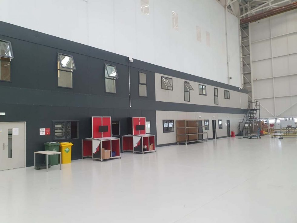 A stack of modular buildings